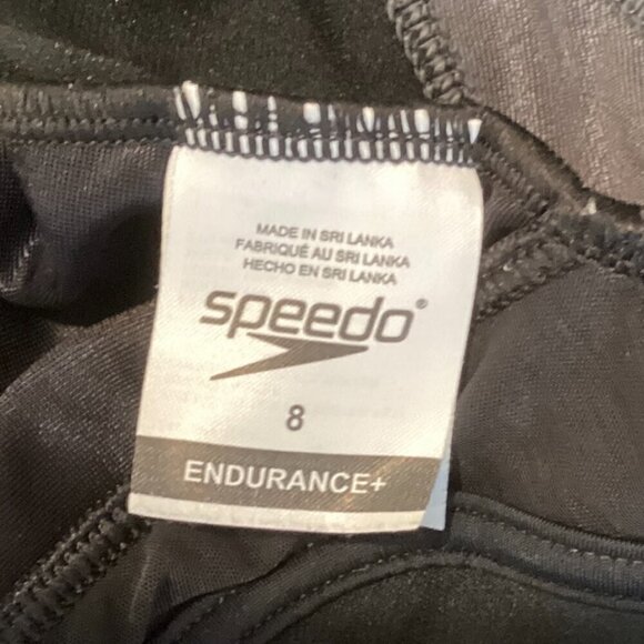 Speedo Endurance+ One Piece Swimsuit Black Zip Neck Sz 8 #293M - Picture 8 of 9